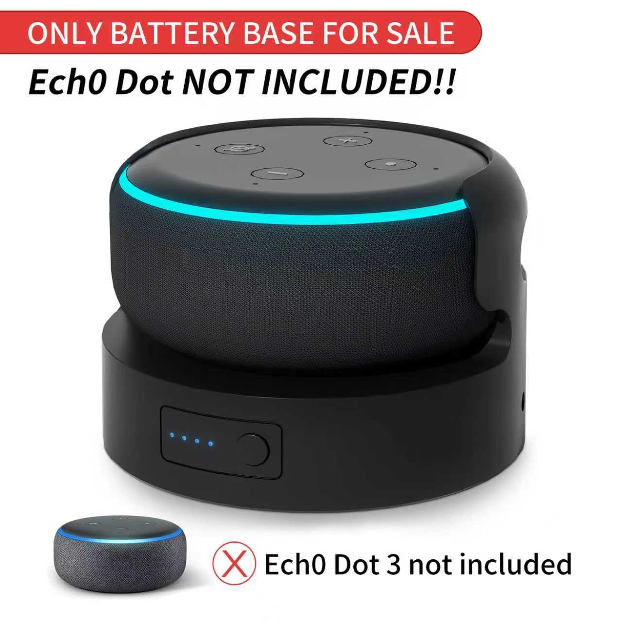 Blanou Echo Dot 3 Battery Base(Not Including dot 3 Speaker), Portable Dot 3rd Gen &Mini 2 Battery Base, 5200 mAh 8 Hours Work Time, Black