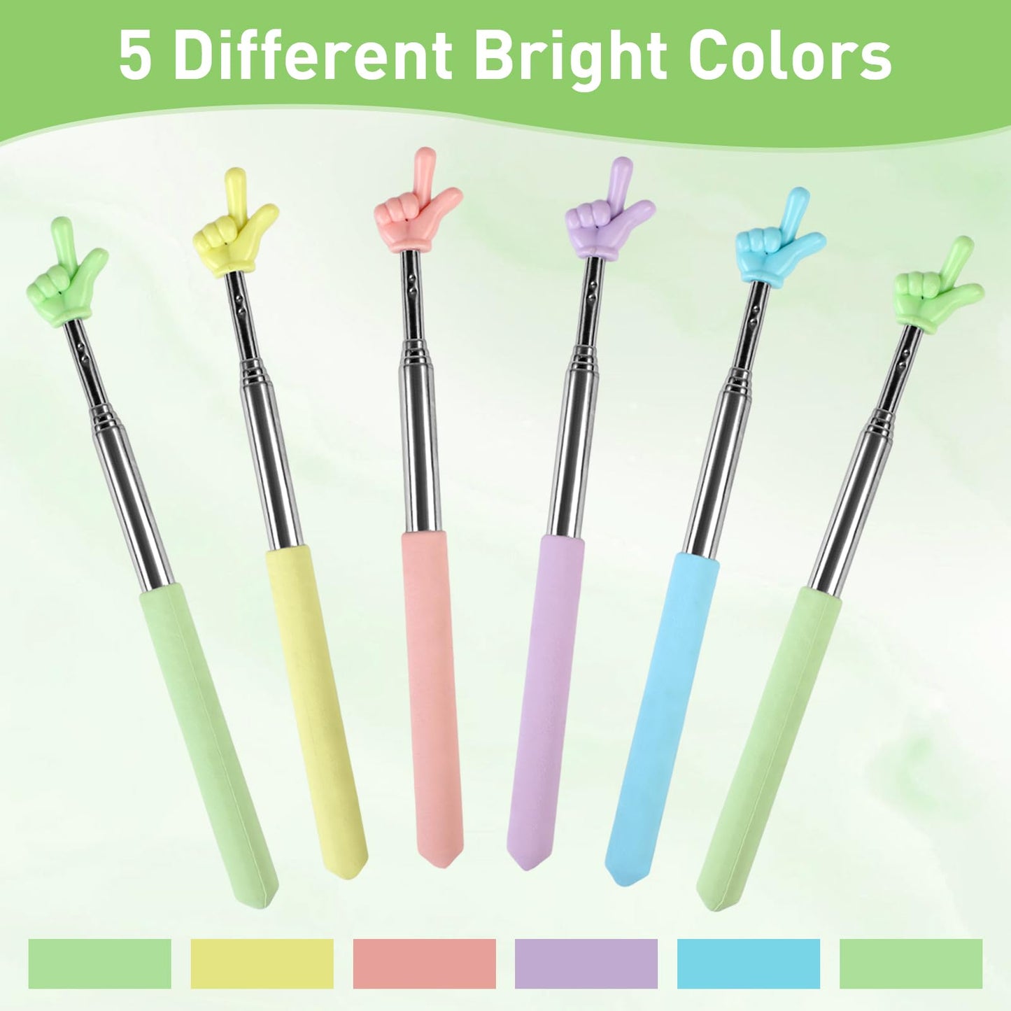 Azureal 12PCS Pointer Finger Stick, Extendable Colorful Finger Pointer Stick, Mini Retractable Teacher Pointer for Presentation, Whiteboard