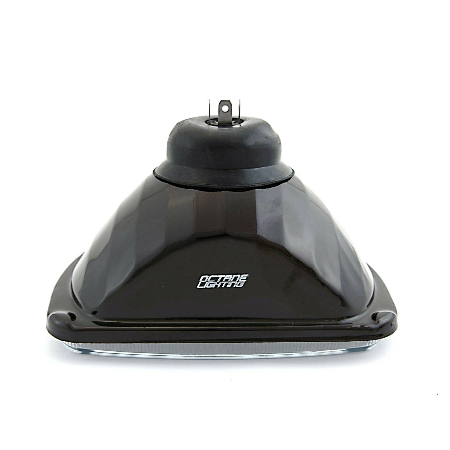 Octane Lighting 7X6 Crystal Clear Glass Lens Metal Headlight H4 Halogen Light Bulb Headlamp Pair