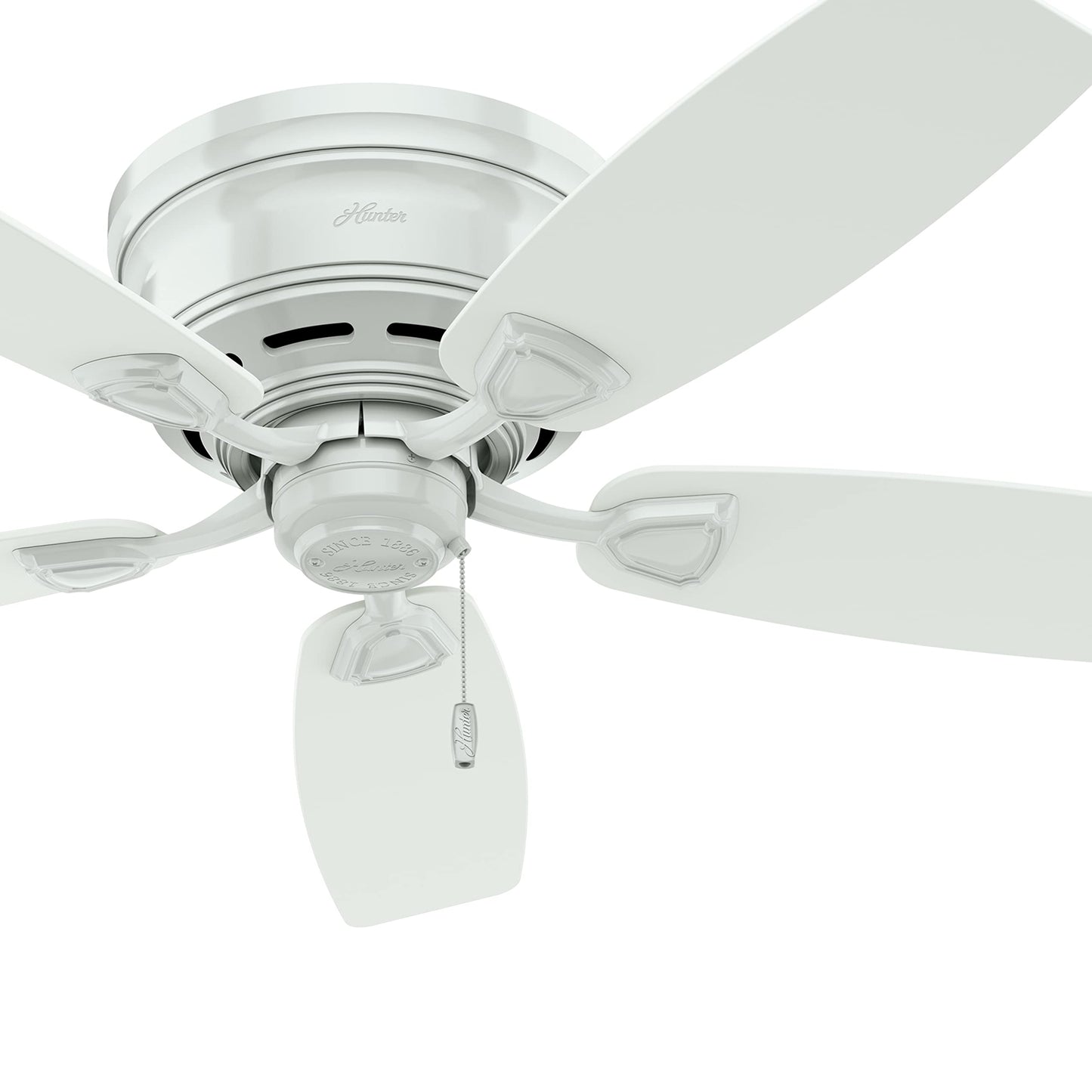 Hinter Fan 48" Outdoor Hugger Ceiling Fan in White with 5 White Plastic Blades (Renewed)