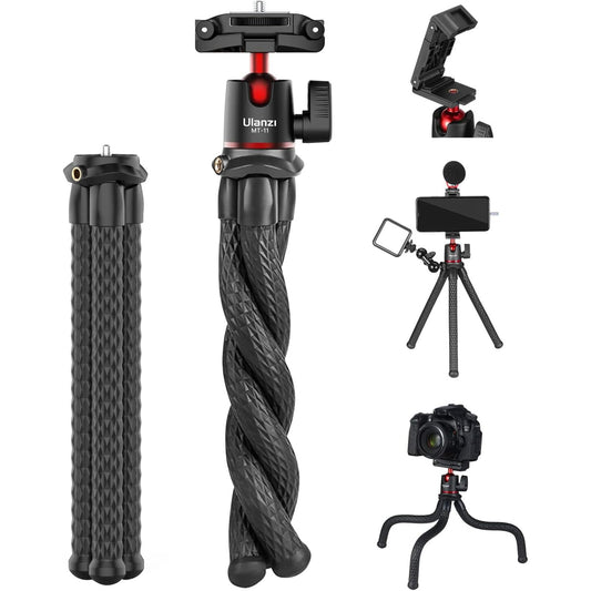 ULANZI Camera Tripod, Mini Flexible Stand w Hidden Phone Holder w Cold Shoe Mount, 1/4'' Screw f Magic Arm, Universal f iPhone 17 16 15 14 Pro Max XS
