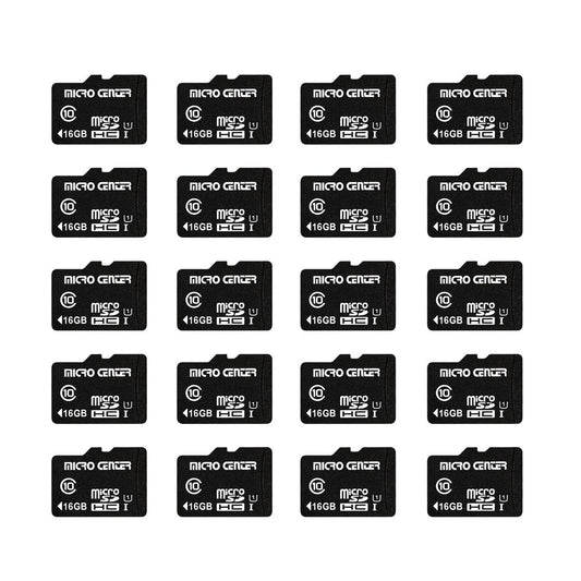 Micro Center 16GB Class 10 Micro SDHC Flash Memory Card 20 Pack with Adapter for Mobile Device Storage Phone, Tablet, Drone & Full HD Video Recording
