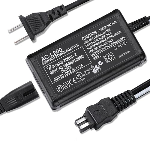AC-L200 Compatible Sony Handycam Camcorder Charger, ACL200 Power Supply Cord, fit HDR-CX HDR-HC HDR-PJ HDR-SR DCR-DVD DCR-HC DCR-SR DCR-SX HDR-XR