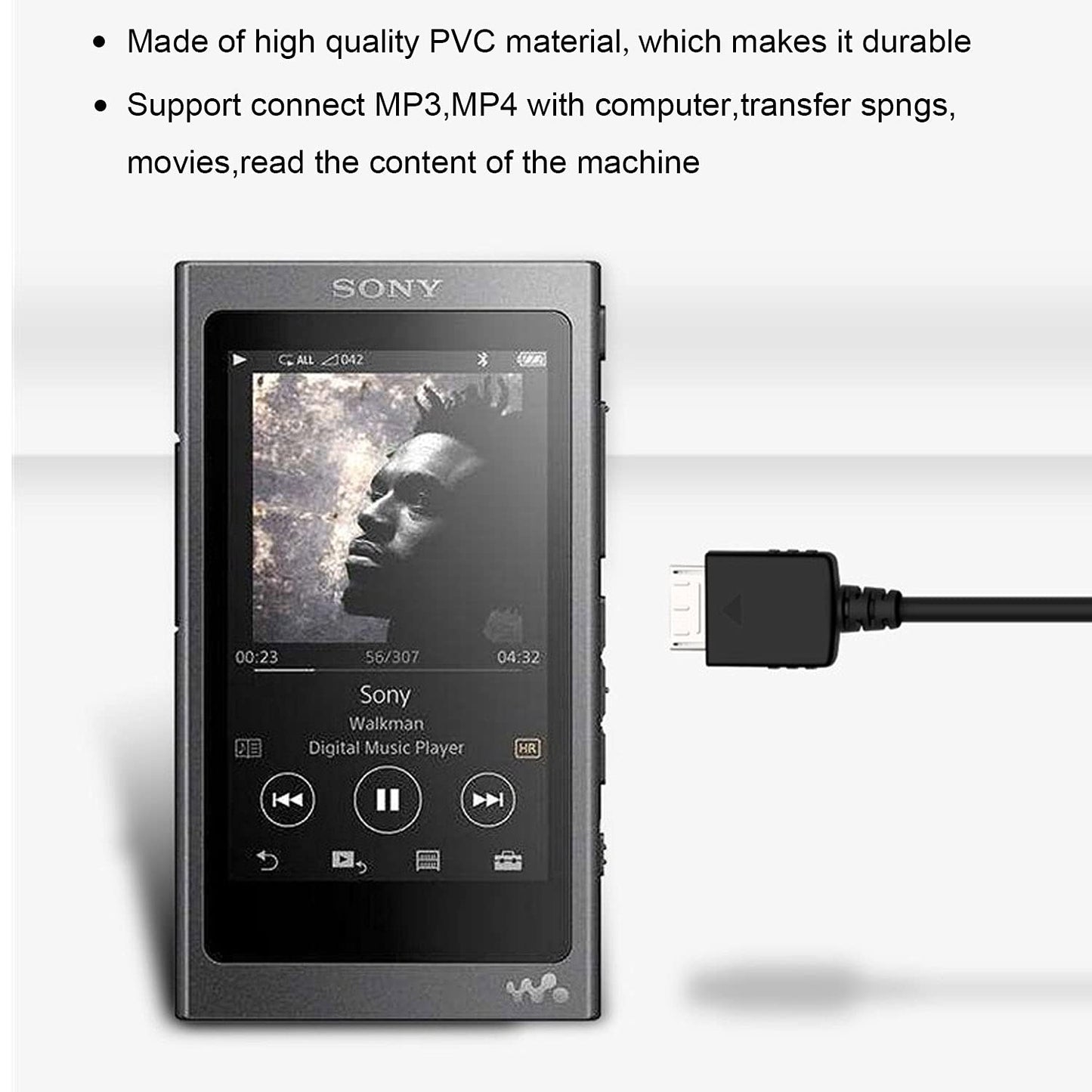 LILIBIN MP3 Player Charger Cable Compatible with Sony Walkman NWZ MP3, Charging Cord for A Series, S Series, E Series, X Series, Z Series, Sony