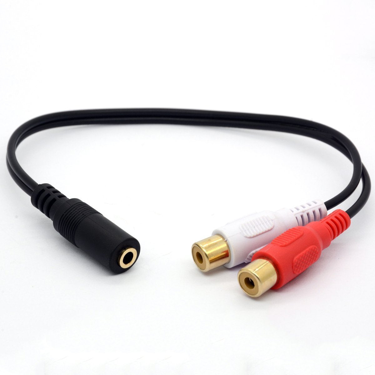 BSHTU 3.5mm Female to Dual RCA Phono Stereo Splitter Cable 3.5 Jack Socket to 2RCA Audio Adapter Extender Cord 8inch/20cm (2RCA Female)