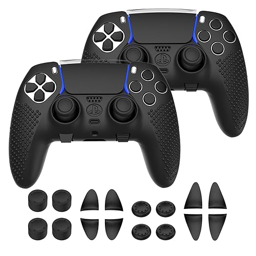 KOEBSHPE Anti-Slip Cover for PS5 DualSense Controller, Accessories Including Cover for DualSense Edge, Thumb Caps, Triggers Extenders, and Touchpad
