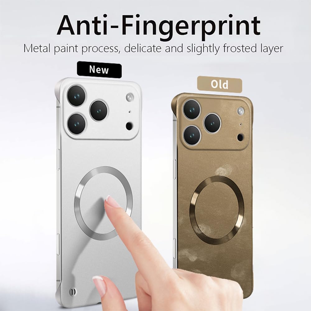 YAOZOCASE for iPhone Case,Luxury Magnetic Metal Gloss Matte Ultra Thin Frameless,Compatible with Magsafe Slim Hard PC Protection Shockproof Phone Case