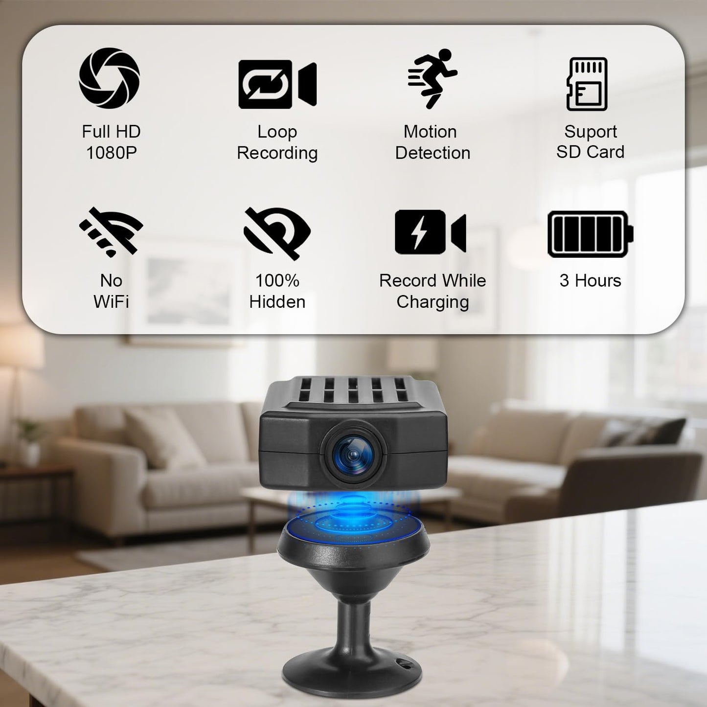 Ducgqc Small Camera,64GB Nanny Cam,1080P Video Camera for Security,Motion Detection,NO WiFi