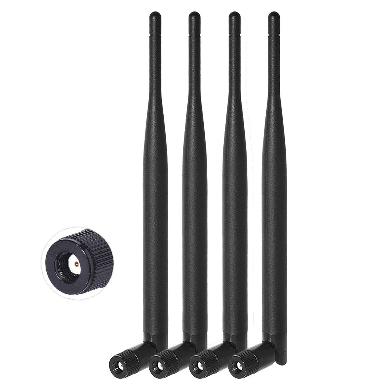 Bingfu Dual Band WiFi 2.4GHz 5GHz 5.8GHz 6dBi MIMO RP-SMA Male Antenna (4-Pack) for WiFi Router Wireless Network Card USB Adapter Security IP Camera
