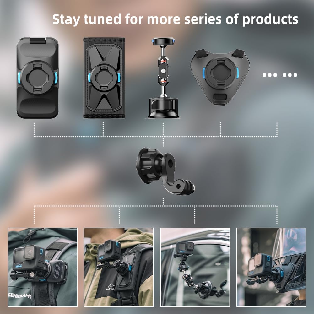 SUREWO 360° Rotation Magnetic Quick Release Backpack Clip Mount Compatible with Gopro Hero 13,12,11,9,8,7,6,5,DJI Osmo Action 6/5 pro/4/3 and More