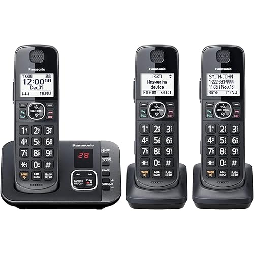 Panasonic DECT 6.0 Expandable System, Cordless Phones With Answering Machine and Call Blocking - 3 Cordless Phones 3 Handsets - KX-TGE633M (Metallic