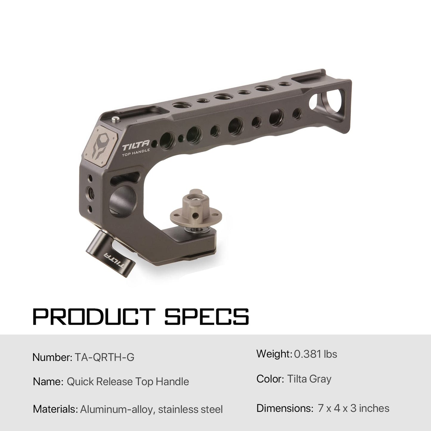 Tilta Quick Release Top Handle - (for BMPCC 4K/6K and Most DSLR/mirrorless Cameras) (Tilta Gray)