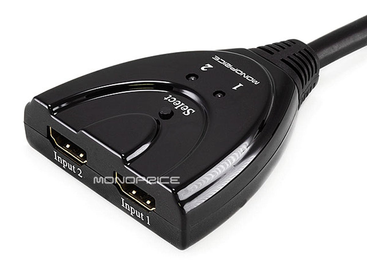 Monoprice Blackbird - 2x1 HDMI 1.4 Switch, Pigtail, HDCP 1.4, 1080p@60Hz, Black