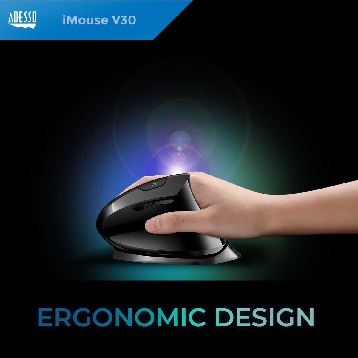 Adesso iMouse V30 Wireless Adjustable Advanced Vertical Ergonomic Mouse
