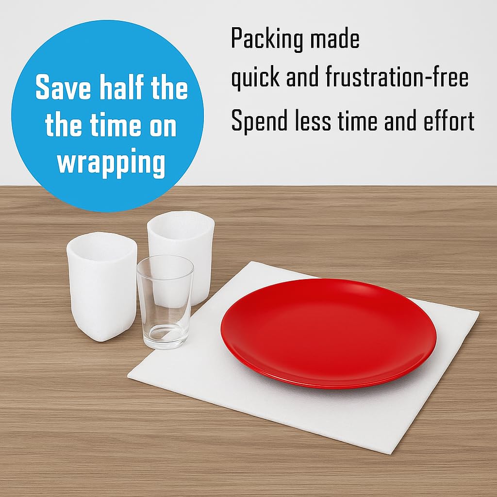 Foam Wraps, DAT 12" x 12", 1/16" Thick, Foam Sheets Cushioning Material, Moving Supplies for Packing Storage and Shipping, 100-Pack (FP 9.5x9.5 50P)