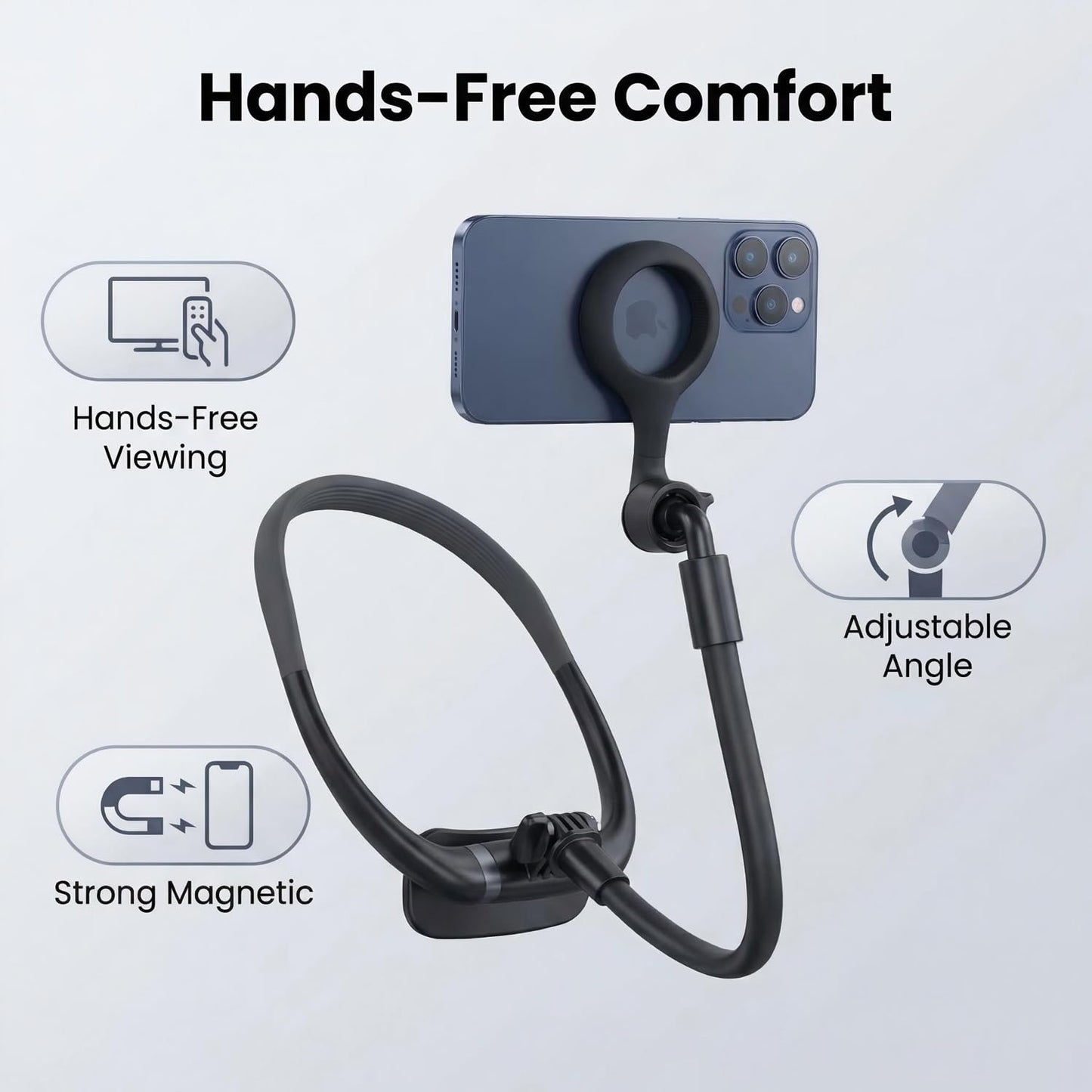 Hosann Century Cell Phone Stand,Magnetic Neck Phone Holder, Flexible Gooseneck 360° Rotation Adjustable Phone Holder Universal Multi-Functional Phone