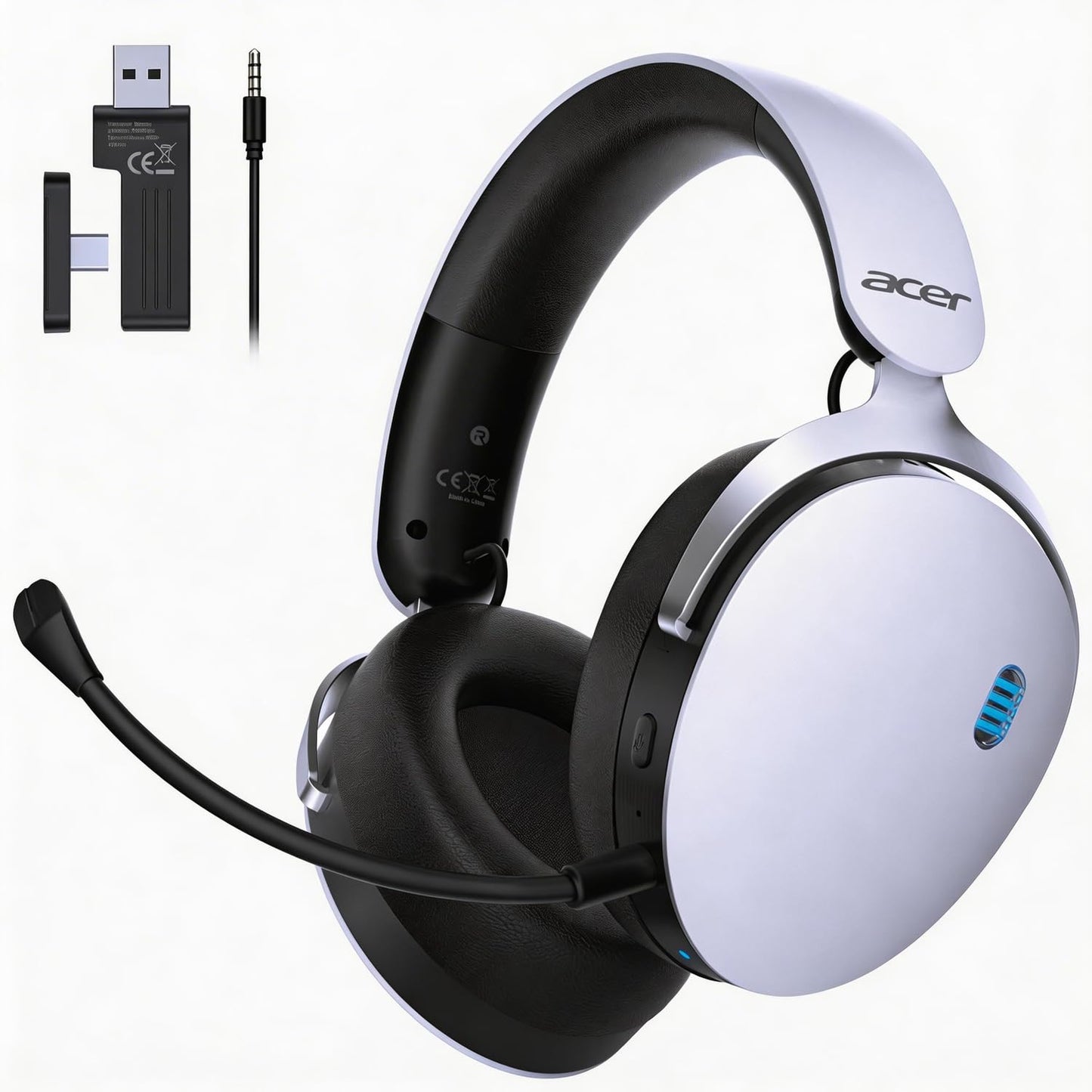acer 2.4GHz Wireless Gaming Headsets for PS5, PS4, PC, Switch, 3 in 1 Gaming Headphones with Noise Canceling Mic, Stereo Sound, 40+Hr Battery, 50mm