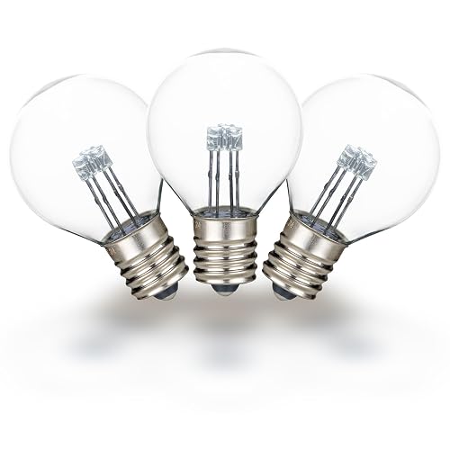 Novelty Lights 25 Pack G30 Glass LED Globe Bulbs, String Light Replacement Bulbs, E12 Candelabra Base, Energy Efficient Outdoor Patio Lighting, Pure
