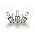 Novelty Lights 25 Pack G30 Glass LED Globe Bulbs, String Light Replacement Bulbs, E12 Candelabra Base, Energy Efficient Outdoor Patio Lighting, Pure