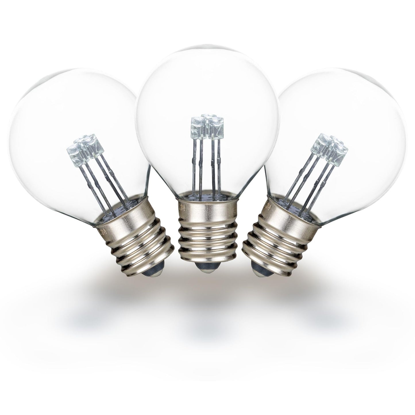 Novelty Lights 25 Pack G30 Glass LED Globe Bulbs, String Light Replacement Bulbs, E12 Candelabra Base, Energy Efficient Outdoor Patio Lighting, Pure