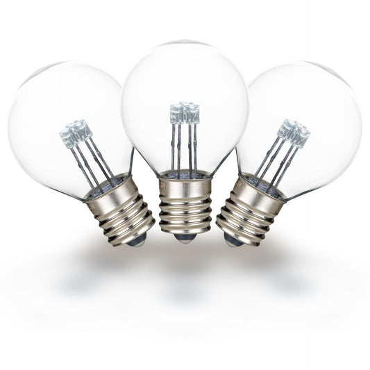 Novelty Lights 25 Pack G30 Glass LED Globe Bulbs, String Light Replacement Bulbs, E12 Candelabra Base, Energy Efficient Outdoor Patio Lighting, Pure