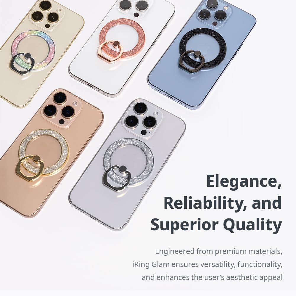 iRing Magnetic Phone Ring Holder for MagSafe, 360° Rotation Finger Grip Stand Compatible with iPhone 17/16/15/14/13/12 - Strong Magnetic Grip, iRing