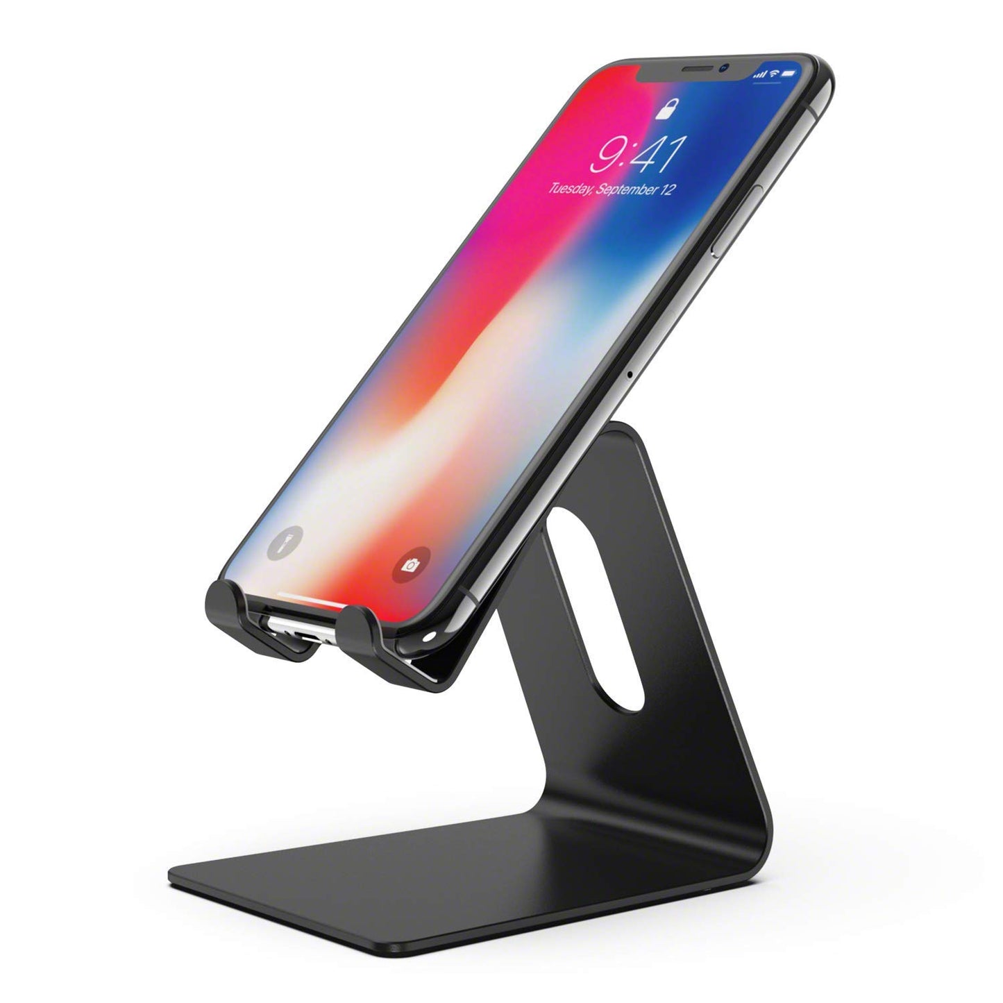Verigle Cell Phone Holder Black, Compatible with 4-8 inch iPhone Xs XR, Tablet, All Android Smartphone