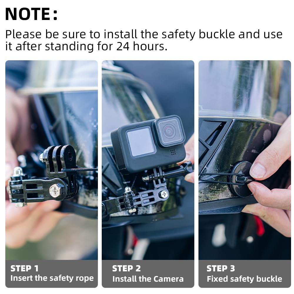 SUREWO Motorcycle Helmet Chin Mount Kits Compatible with GoPro Hero 13 12 11 10 9 8 7 6 5 Black,DJI Osmo Action 5 pro/4/3/2/AKASO/Campark/YI Action