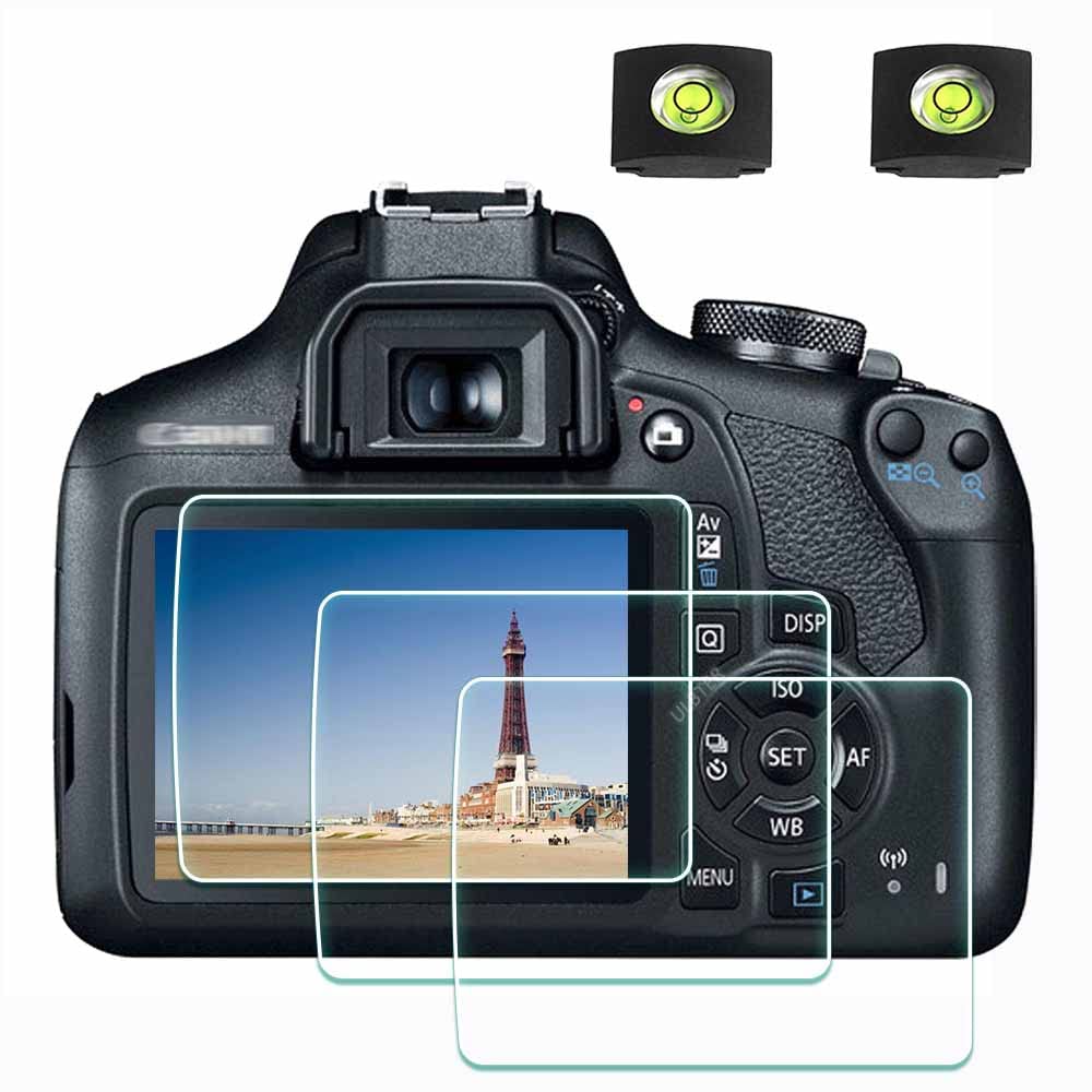 ULBTER Screen Protector for Canon EOS Rebel T7 T6 T5 2000D Camera & Hot Shoe Cover, [2+3Pack] 0.3mm 9H Hardness Tempered Glass Flim Anti-Scrach