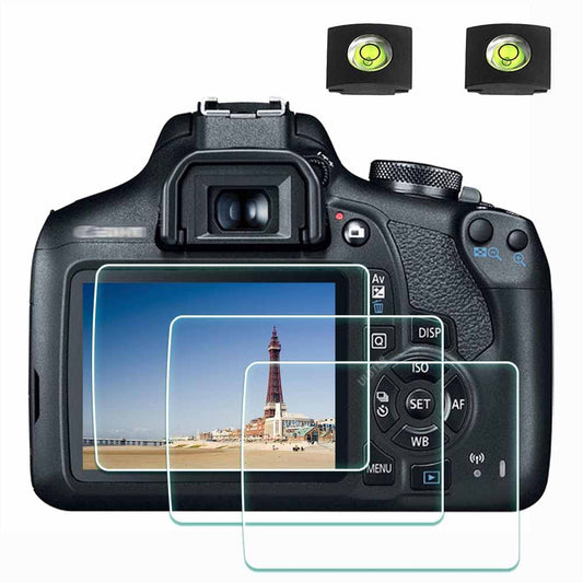 ULBTER Screen Protector for Canon EOS Rebel T7 T6 T5 2000D Camera & Hot Shoe Cover, [2+3Pack] 0.3mm 9H Hardness Tempered Glass Flim Anti-Scrach