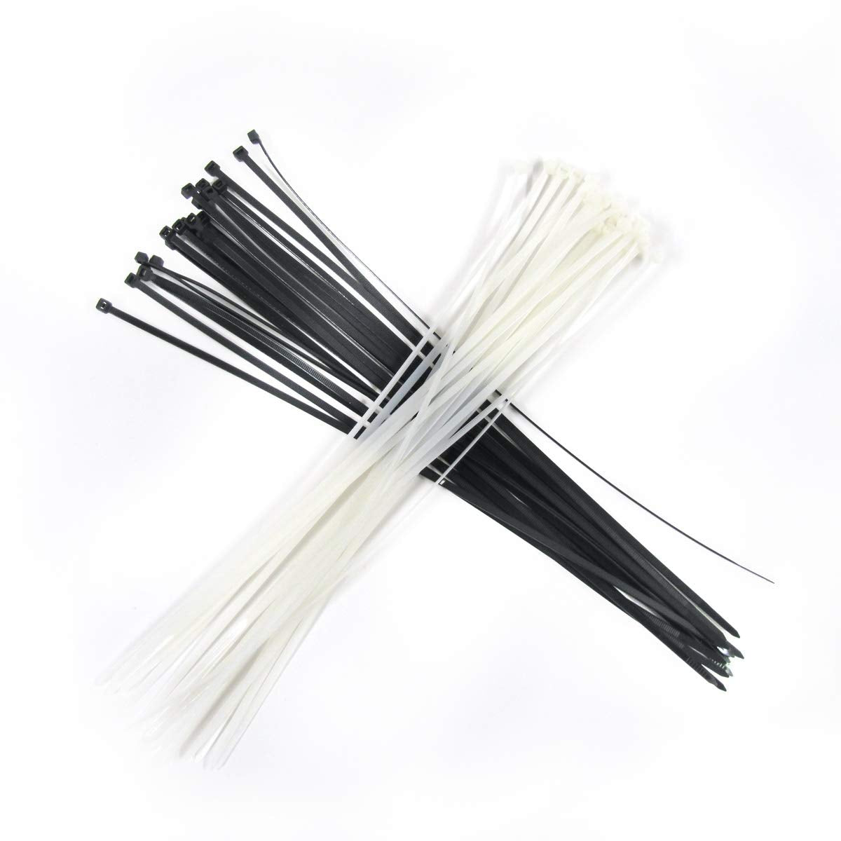 Treasure Gurus 40pc 16" Long Heavy Duty Nylon Black White Zip Tie Set Large Locking Plastic Cable Wire Strap