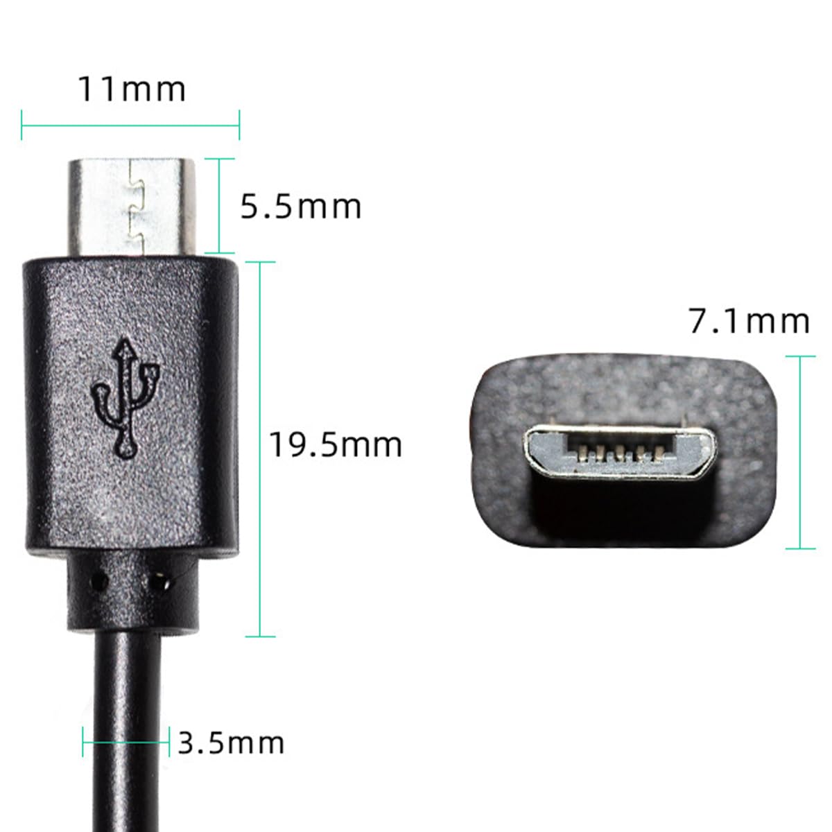 Jienk 5Pcs 1Ft 30cm 22AWG Micro USB Male 2Pin Pigtail Cable, 3A 5V USB Micro-B 2 Core Bare Wire Open End Extension Cable for DIY Repair Cable, Black