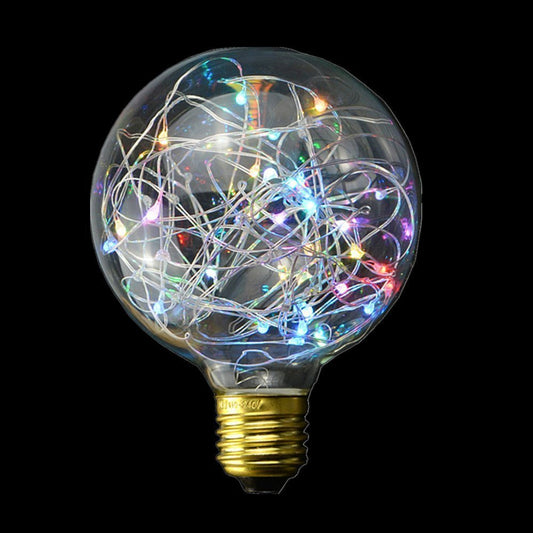 AMZSTAR G95 Vintage Edison Bulb, LED Multicolor Firework Light Bulb E27 Base 3W 300LM Antique Filament Globe Spiral Design LED Lights for Home