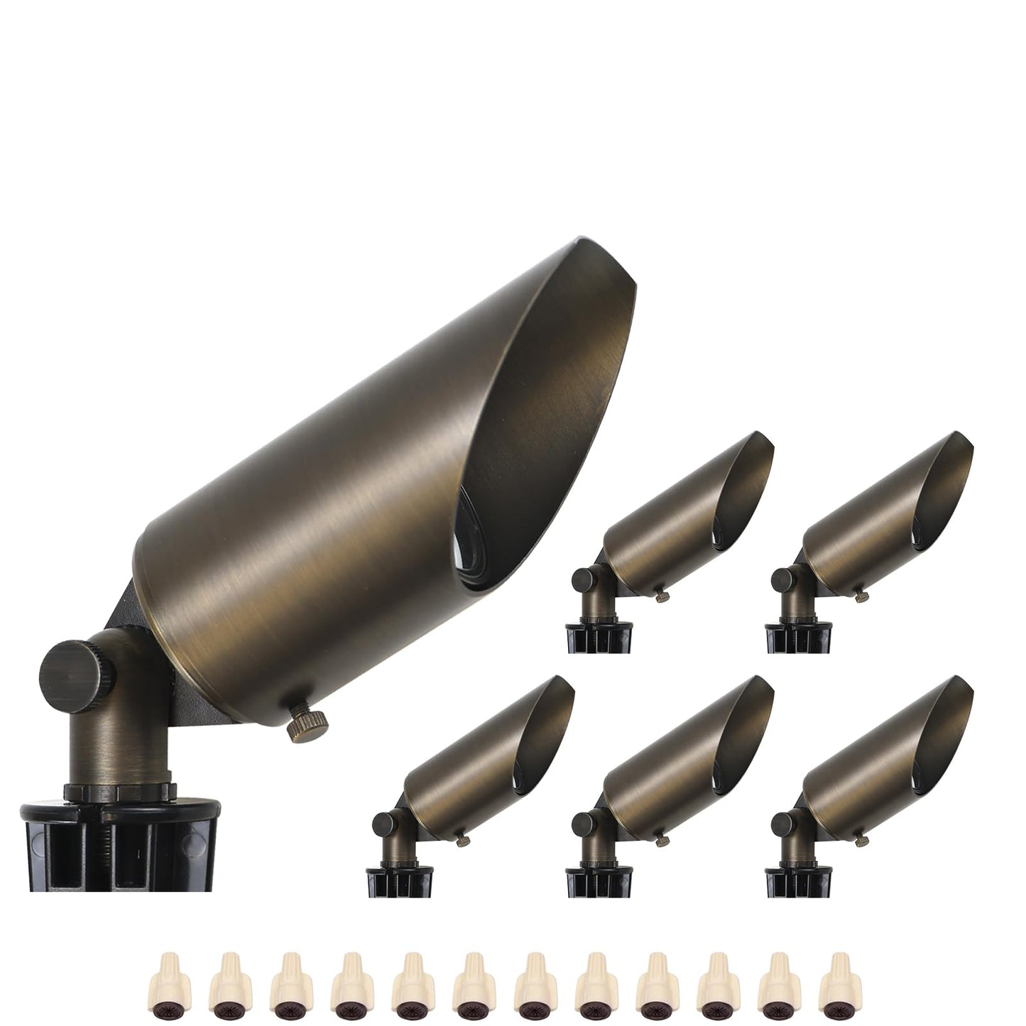 DOSHINE® Solid Brass Landscape LED Spotlights Outdoor Low Voltage Landscape Lighting AC/DC 12V Uplight Accent Light for Tree Garden Yard