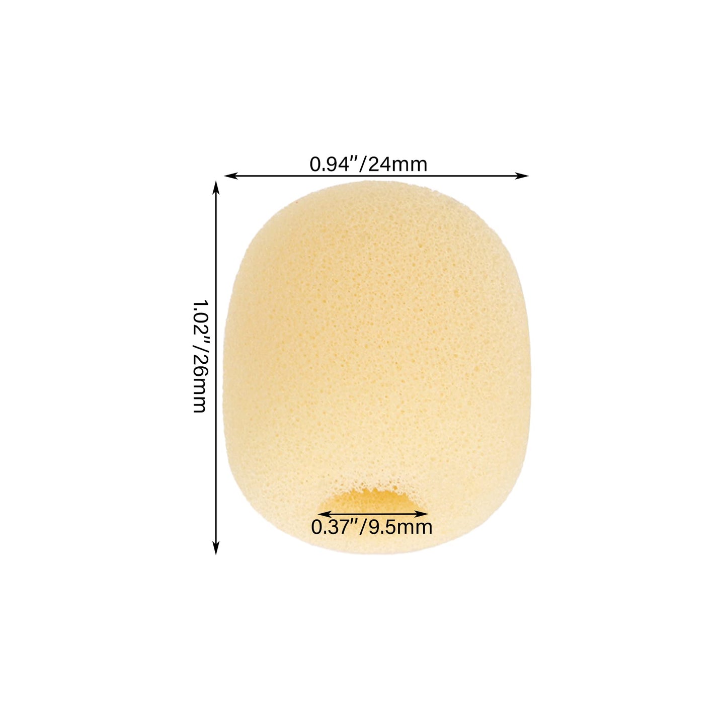 BQLZR 8mm Dia Yellow Wind Shield Mic Sponge Cover for Loudspeaker Lapel Microphone Headset Microphone EY-M02 Pack of 10