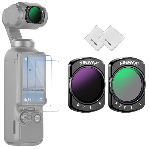 NEEWER Variable ND Filter Set Compatible with DJI Osmo Pocket 3 Creator Combo Accessories, ND2-32, ND64-512, HD Neutral Density Filters with Limited