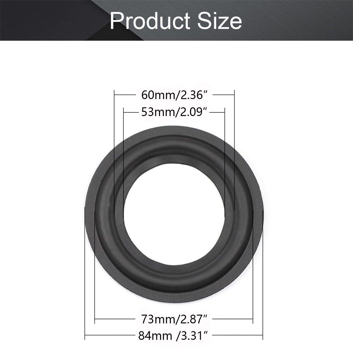 Fielect 3.5inch/84mm Speaker Rubber Edge Surround Rings Replacement Parts for Speaker Repair or DIY 2Pcs