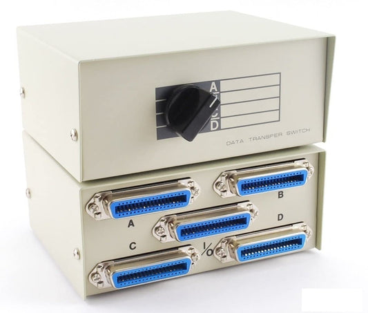 CablesOnline 4-Way Centronics 36 (CN36) Female Manual Data Switch Box (SB-007)