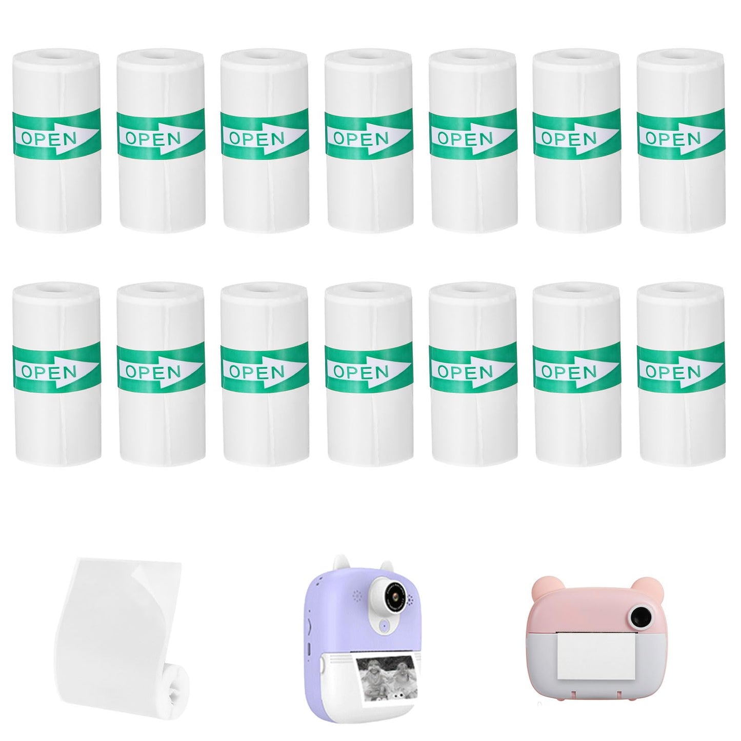 14Rolls Thermal Sticker Paper for Mini Printer Sticker Maker,53 X 28mm,Self-Adhesive Mini Thermal Printer Paper,White Portable Thermals Labels