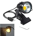 WeFoonLo 1pcs Outdoor 5W LED Clip on Light Water Resistant Adjustable Desk Stand Spotlight Lamp Signboard Blackboard Lighting with Plug (Warm White)