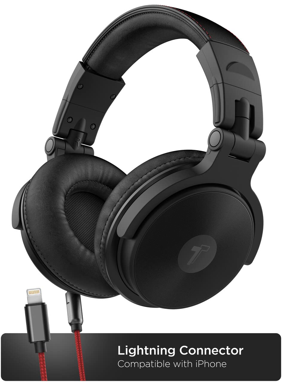 Thore Over Ear iPhone Headphones with Lightning Connector (Apple MFi Certified) - Closed Back Studio DJ Monitor Earphones (50mm Neodymium Drivers)…