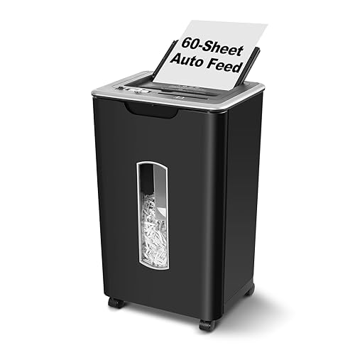 Wingwise Auto Feed Paper Shredder, 60 Sheets Cross Cut, CD/Credit Card Shredder with Anti-Jam & Dual Modes, 5.8 Gallon Bin, P-4 High Security, 26th