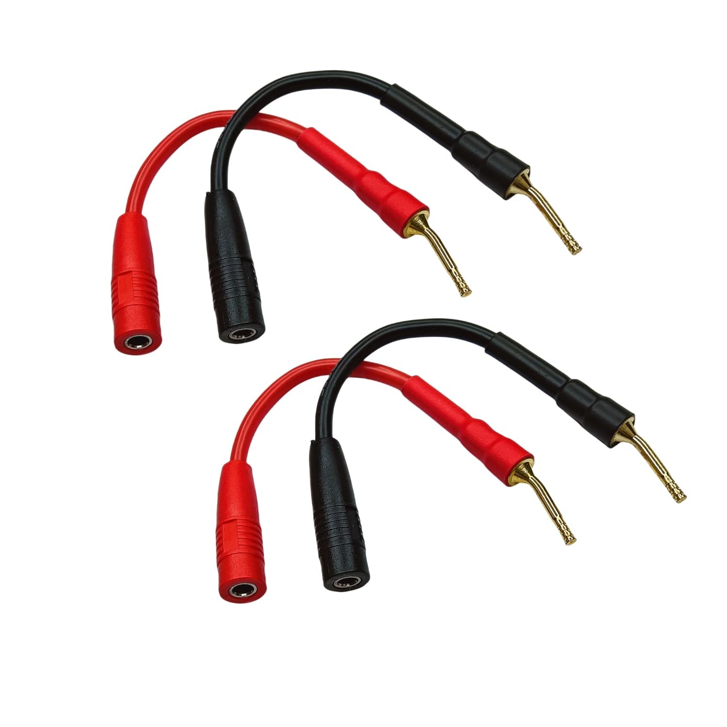 Sam&Johnny Banana Plug Adapter 4-Pack - Gold Plated Speaker Wire Connectors 2mm to 4mm for Amplifier Home Theater Audio Equipment