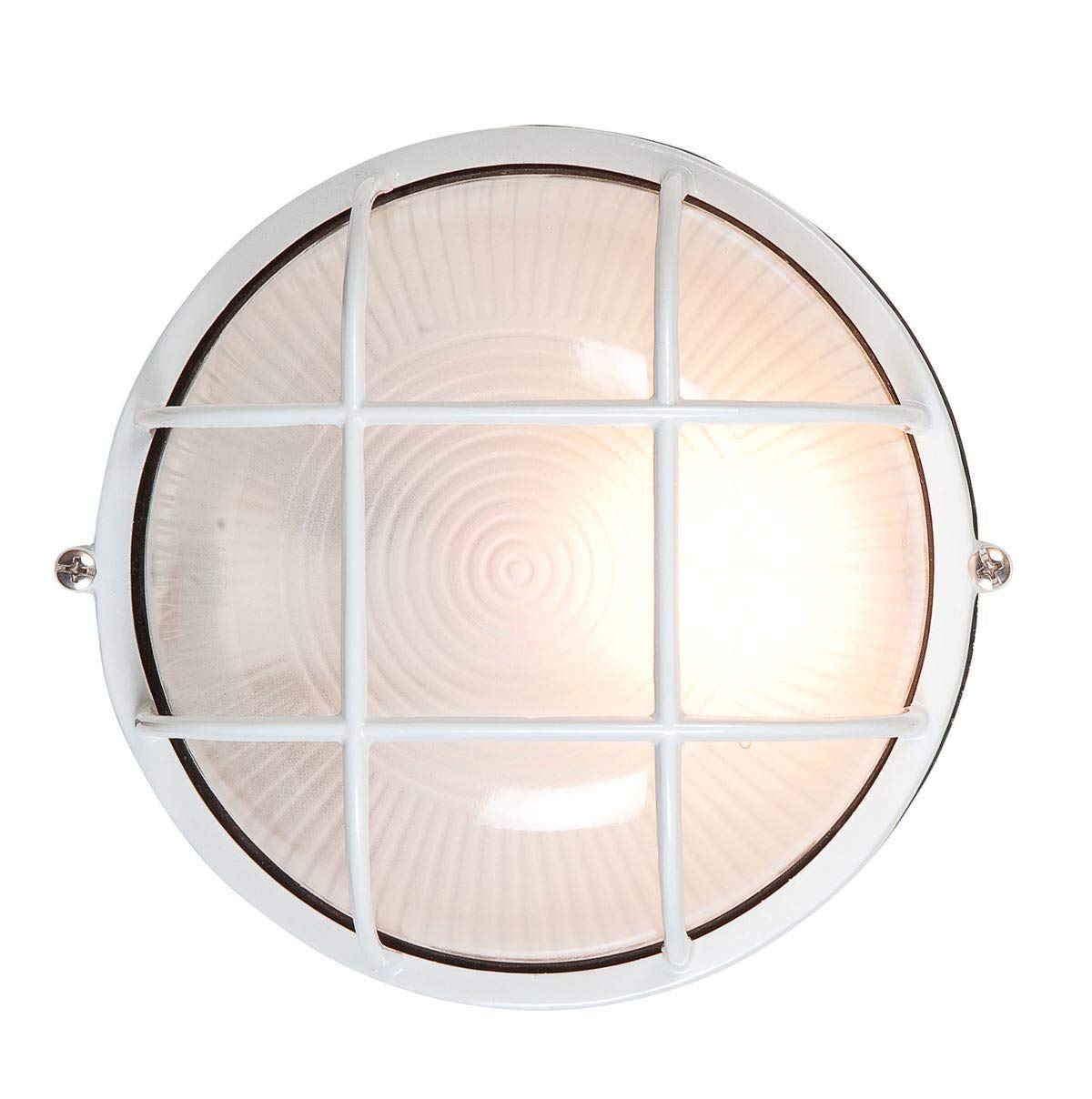 Nauticus - Round 7"dia Wet Location Bulkhead - White Finish - Frosted Glass Shade