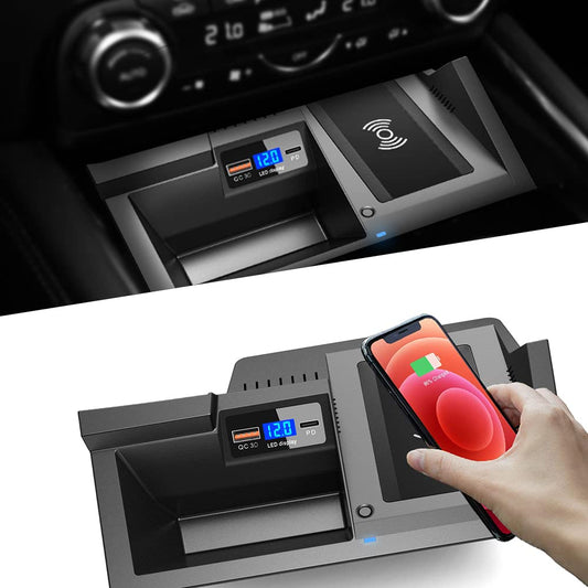ZChan Car Wireless Charger Mount fit for Mazda CX5 2023 2022 2021 2020 2019 2018 2017,Output of 15W QC 3.0 Fast Charging Compatible