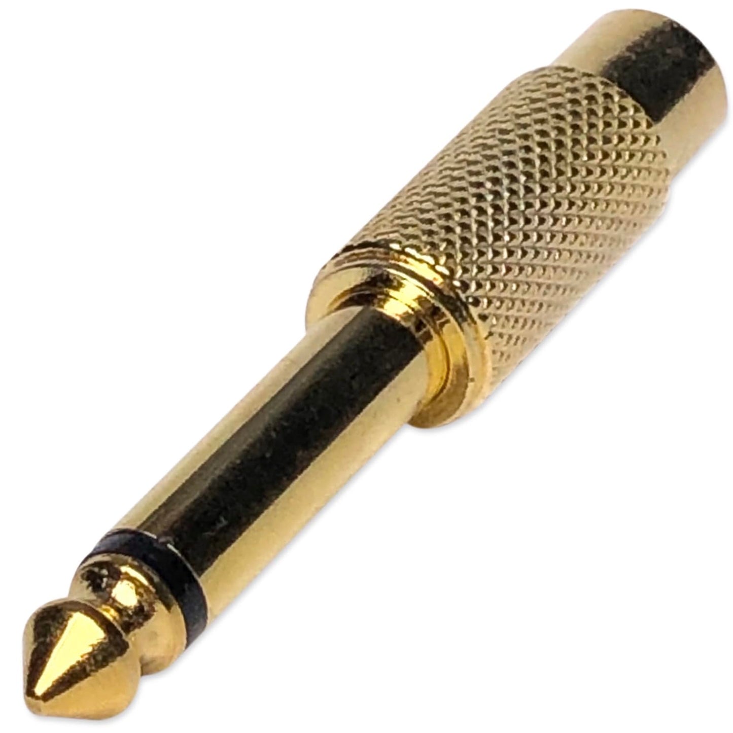 6.35mm 1/4" TS Plug to RCA Female Jack Adapter Connector - 6.35mm Mono Male to RCA Female, Gold-Plated, 10 Pack