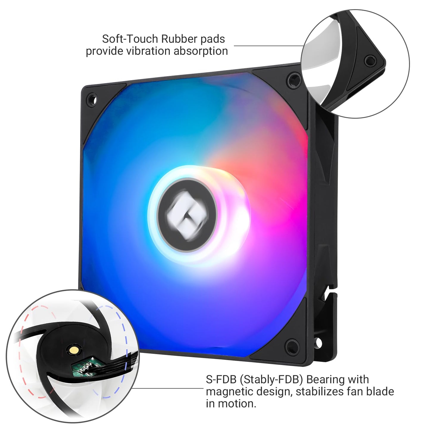 Thermalright TL-C12RB-S V2 CPU Fan, 120mm ARGB Case Cooler, 4pin PWM Connector Silent Computer Reverse Fan with S-FDB Bearing Included,up to 1500RPM