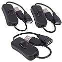 USB Cable with Switch, Yeebline 3-Pack USB Male to Female Extension Cord Inline Rocker On/Off Switch for Driving Recorder, LED Desk Lamp, USB Fan, LED