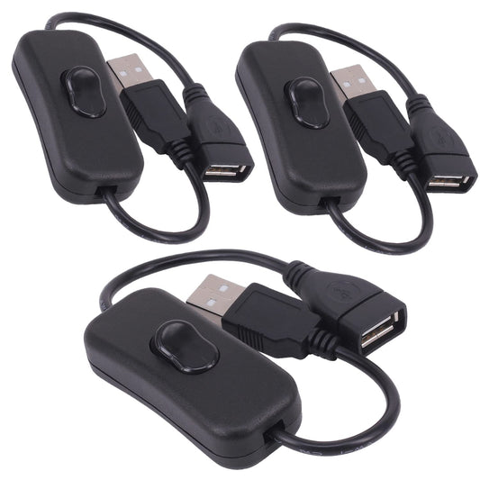 USB Cable with Switch, Yeebline 3-Pack USB Male to Female Extension Cord Inline Rocker On/Off Switch for Driving Recorder, LED Desk Lamp, USB Fan, LED