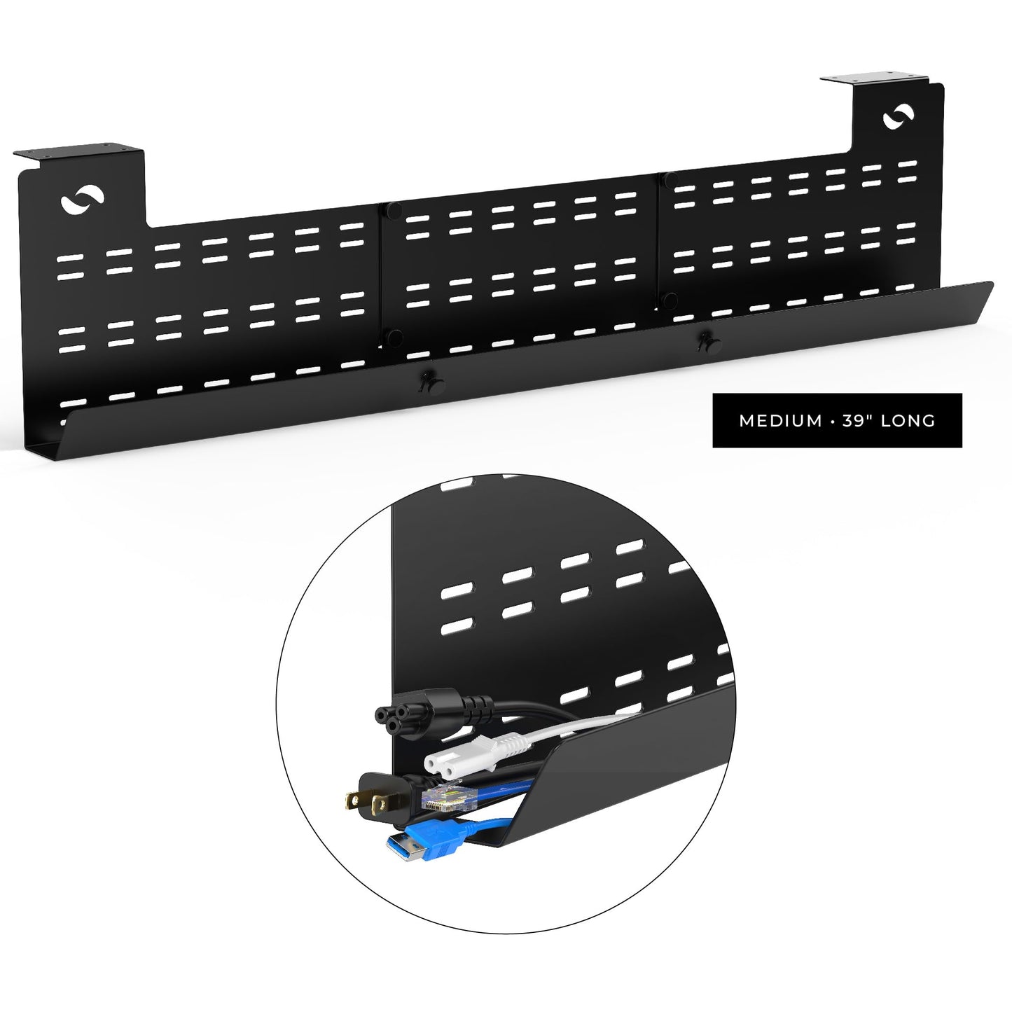 HumanCentric Under Desk Cable Management Tray and Computer Cord Raceway, Underdesk Cord Organizer, Standing Desk Cable and Wire Management, Heavy